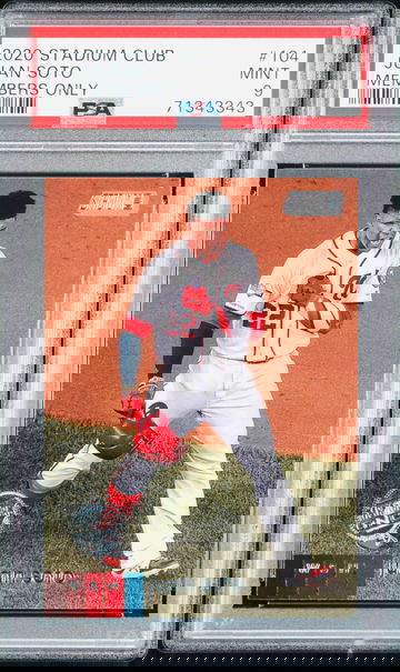 1;28,000 pack odds Juan Soto Stadium Club Members Only SSP PSA 9 POP 1