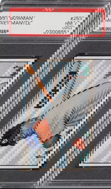 1951 BOWMAN MICKEY MANTLE (UNDERGRADED) PSA 7 (OC)