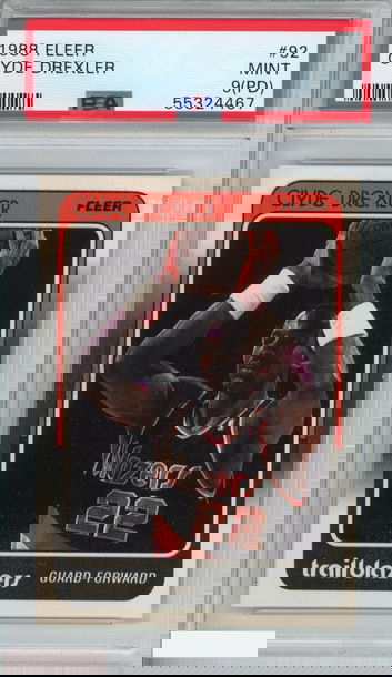 1988 FLEER CLYDE DREXLER #92 PORTLAND TRAIL BLAZERS HOF PSA 9 MINT (PD)