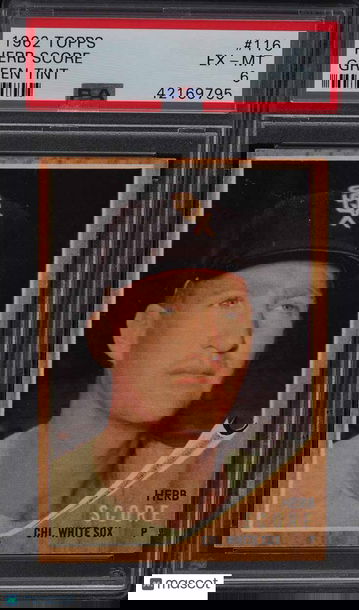 1962 Topps Baseball Herb Score #116 Green Tint PSA 6