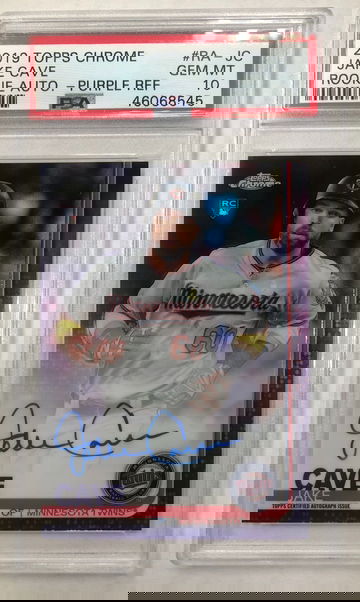 2019 Topps Chrome Jake Cave Rookie Auto Purple Ref. PSA 10