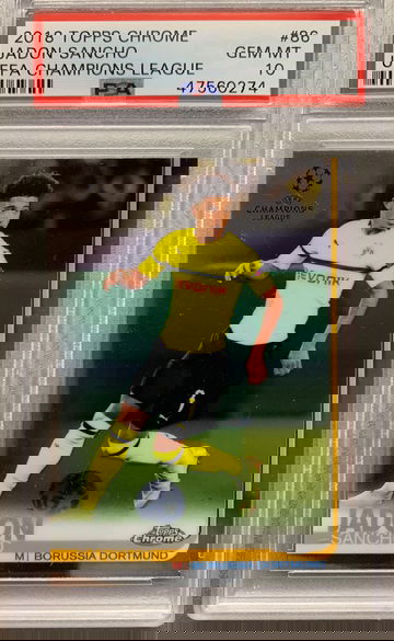 JADON SANCHO 2018 TOPPS CHROME ROOKIE PSA 10 GEM MINT