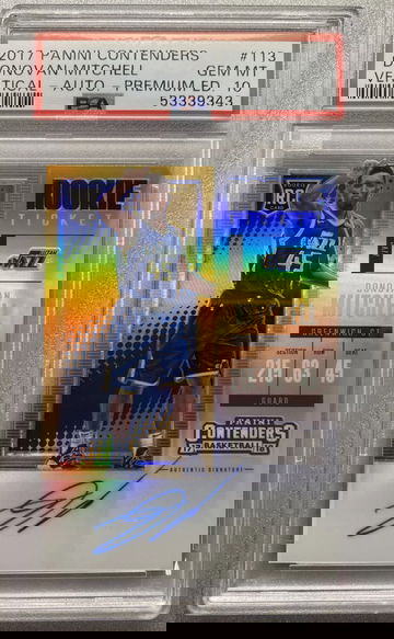 DONOVAN MITCHELL 2017 OPTIC CONTENDERS PREMIUM EDITION ROOKIE PSA 10 GEM MINT 