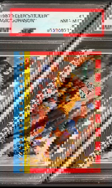 1987 Fleer Sticker Magic Johnson #1 PSA 8 NM-MT