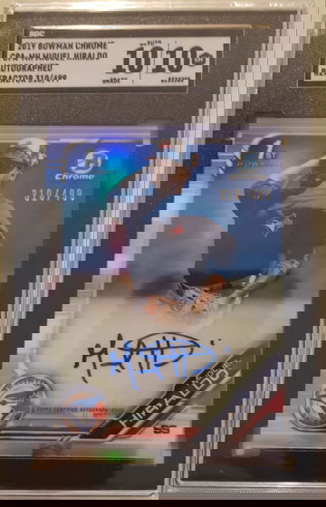 2019 Bowman Draft Miguel Hiraldo Refractor Auto SGC 10 & 10 RC  #310/499 #CPAMH Blue Jays Top SS Prospect Low Pop 1/1 !!