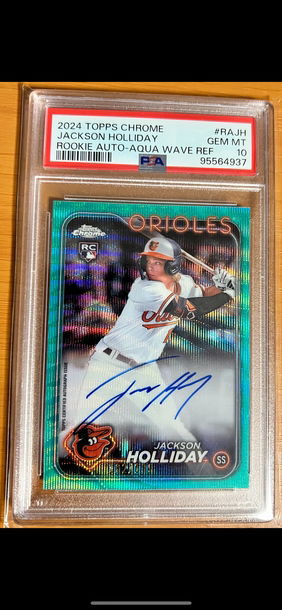2024 Topps Chrome Rookie Auto Aqua Wave Refractor Rookie Jackson Holliday /199 #RAJH PSA 10