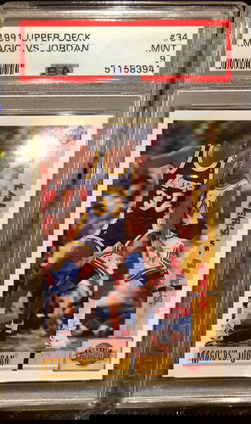 1991 Upper Deck Magic Johnson vs. Michael Jordan PSA 9 Mint