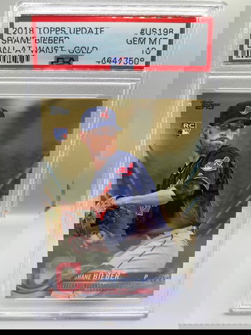 2018 Topps Update Shane Bieber Gold US198 PSA 10