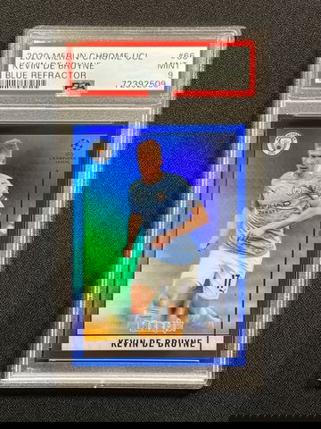 2020 Topps Merlin Chrome UEFA Champions League Kevin De Bruyne Blue Refractor PSA 9