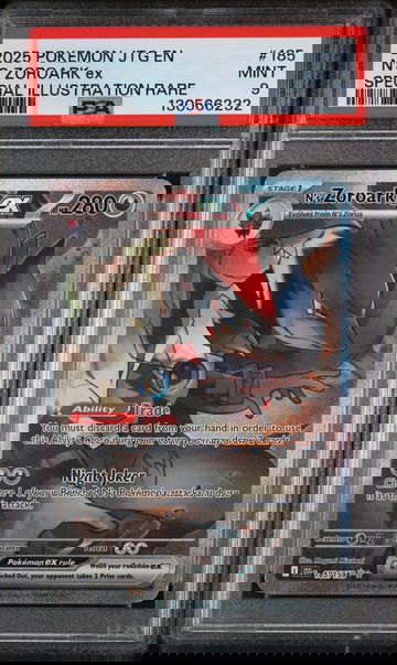 2025 Pokemon Scarlet and Violet Journey Together Special Illustration Rare N's Zoroark Ex #185 PSA 9