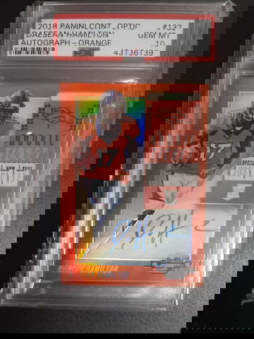 2018 Panini contenders optic orange #132 Auto Daesean Hamilton /49 PSA 10 RC 