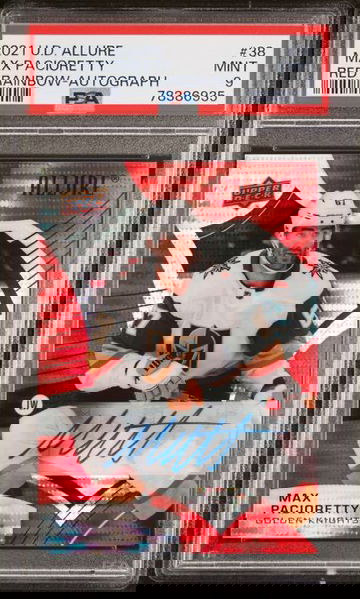 2021-22 Upper Deck Allure Max Pacioretty Red Rainbow SP Auto PSA 9 Mint Pop 1