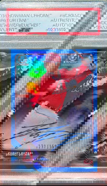 2018 Shohei Ohtani Bowman Chrome Blue Refractor Auto /150 PSA Auto 10