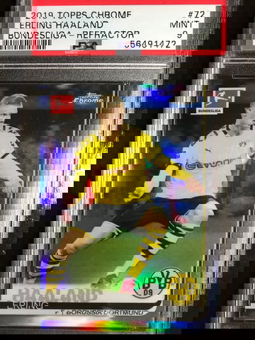 2019 Topps Chrome Refractor Erling Haaland PSA 9 