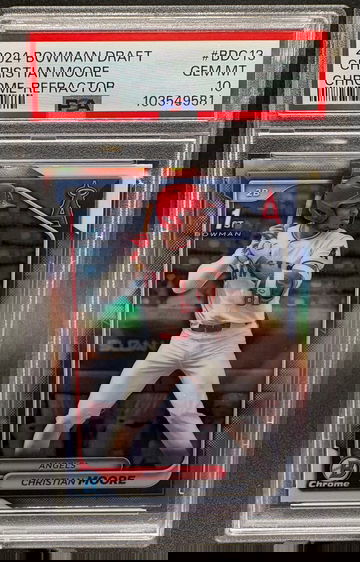 2024 Bowman Draft Christian Moore Chrome Refractor PSA 10