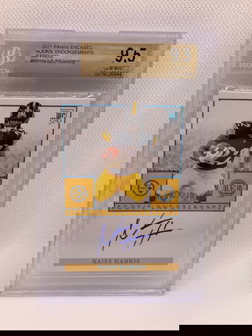 2021 Panini Encased Najee Harris Rookie SAPPHIRE /35 RC STEELERs Bgs 9.5 Auto 10