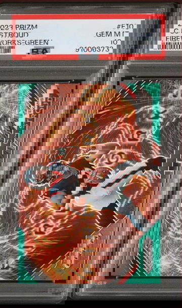 CJ Stroud 2023 Prizm Fireworks Green PSA 10