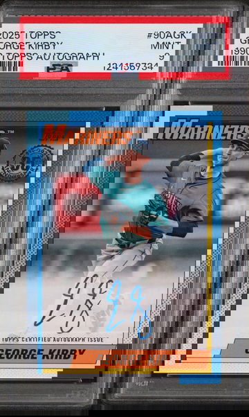 2025 Topps 1990 Topps Baseball Autographs George Kirby #90AGK PSA 9