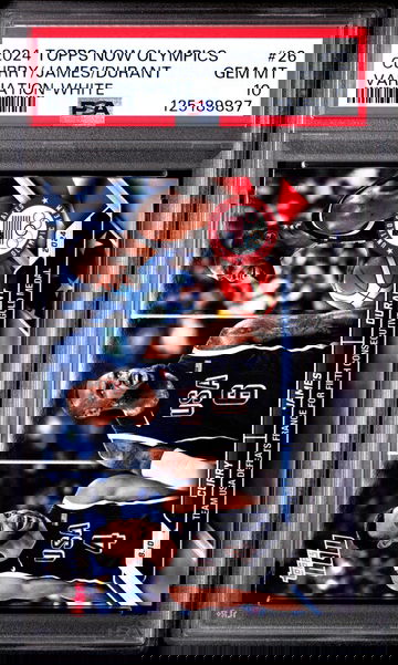 2024 TOPPS NOW OLYMPIC GAMES CURRY/JAMES/DURANT SSP WHITE #26 PSA 10