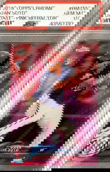 2018 Topps Chrome Update Juan Soto PSA 10 GEM MINT PINK REFRACTOR #HMT55 RC
