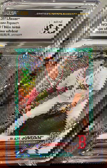 2021 Bowman Chrome Prospects 71 Blaze Jordan Aqua shimmer refractor