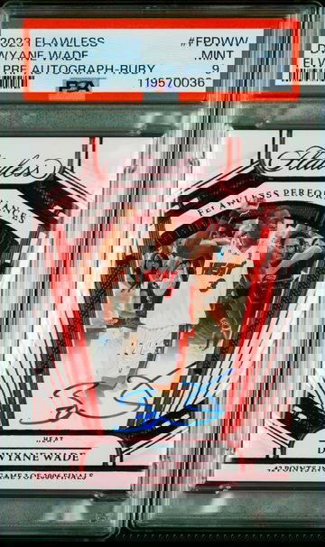 2023 Dwyane Wade Panini Flawless Performances Ruby Red Auto 12/15 PSA 9 Finals Autograph