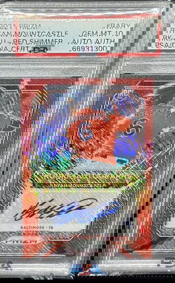 2021 PANINI PRIZM RYAN MOUNTCASTLE ROOKIE AUTOGRAPHS - RED SHIMMER FOTL 7/7 PSA 10!