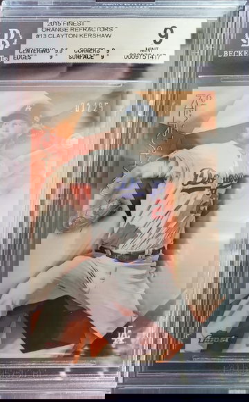 2015 Topps Finest Clayton Kershaw Orange Refractor #/25