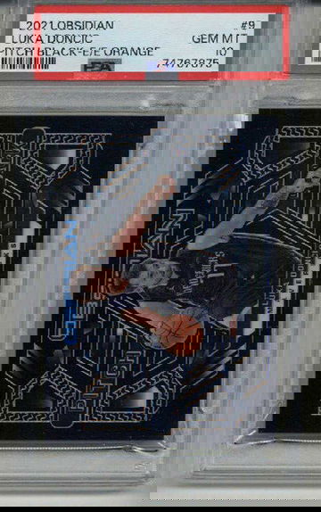 2021 PANINI OBSIDIAN PITCH BLACK E/E ORANGE #9 LUKA DONCIC /35 PSA 10 LOW POP