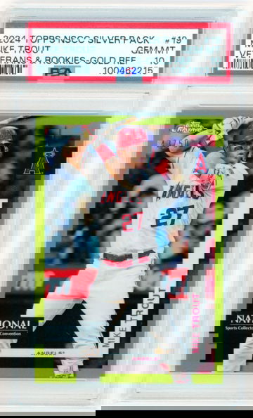 2024 Topps NSCC Silver Pack #19 Mike Trout Veterans & Rookies-Gold Refractor PSA 10 GEM MINT!