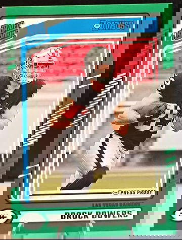 Brock Bowers ~ 2024 Donruss Green Press Proof Rated Rookie ~ Las Vegas Raiders