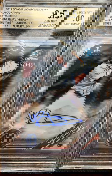2019 Bowman Chrome Draft Riley Greene Refractor Auto BGS 9.5/10 /499