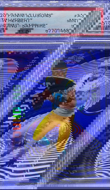 2020 Panini Illusions Justin Herbert RC Astounding Sapphire PSA 9 Mint Rookie SP