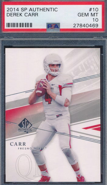 2014 SP Authentic 10 Derek Carr RC PSA 10 GEM MT 0469