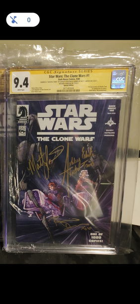 STAR WARS CLONE WARS DARK HORSE 100 CGC SS 3X 9.4