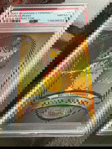 Kevin Durant 2007 Bowman Sterling Gold Refractor /99 SP RC PSA 8