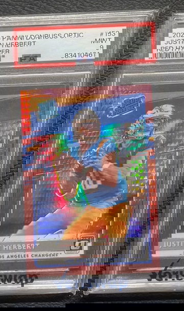 2020 DONRUSS OPTIC JUSTIN HERBERT RATED ROOKIE RED HYPER LOS ANGELES CHARGERS PSA 9