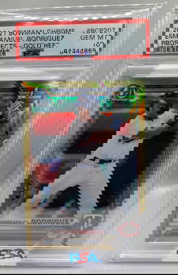 2021 Bowman Chrome Emmanuel Rodriguez BCP207 Gold PSA 10