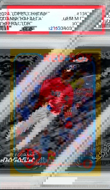 2024 TOPPS CHROME CEDDANNE RAFAELA #118 GOLD REFRACTOR 1 OF 50 ROOKIE RC PSA 10