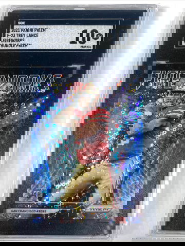 2021 Prizm Trey Lance Rookie FIREWORKS No Huddle SGC 10 SF 49ERS RC