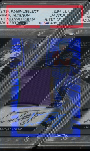 2018 Lamar Jackson Jumbo Rookie Signature Swatch Prizm 18/35