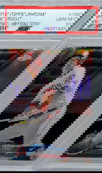 2018 TOPPS CHROME #100 MIKE TROUT BATTING - PRISM REFRACTOR PSA 10