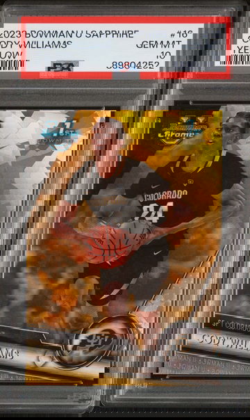 2023 Bowman University Chrome Sapphire Yellow Cody Williams #16 /75 PSA 10