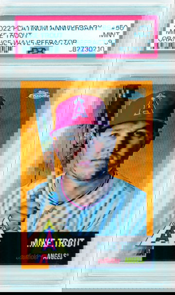 2022 Platinum Anniversary #50 Mike Trout Orange Wave Refractor PSA 9 MINT!