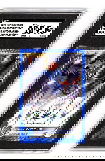 BOBBY WITT JR TOPPS CHROME BLUE RAYWAVE /150 ROOKIE AUTO SGC 9.5/10