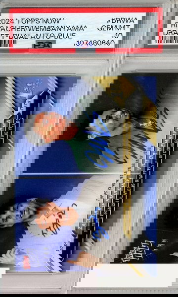 2024 TOPPS NOW DRAFT RISACHER WEMBANYAMA #DRWA AUTO BLUE PSA 10