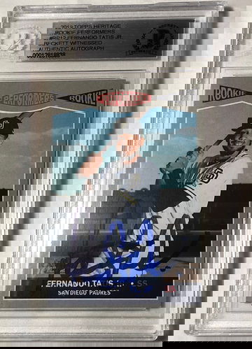 2019 TOPPS HERITAGE ROOKIE PERFORMER RP12 FERNANDO TATIS JR. AUTHENTIC AUTOGRAPH 