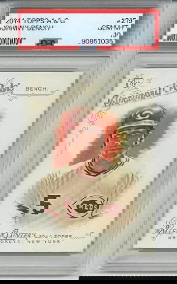 2014 TOPPS ALLEN & GINTER #215 JOHNNY BENCH CARD REDS PSA 10 LOW LOW POP