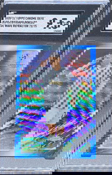 2020-21 Topps Chrome UEFA Cristiano Ronaldo Blue Wave Refractor SGC 9.5