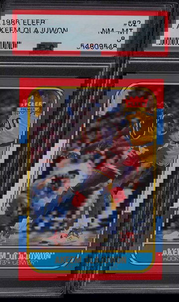 1986 Fleer Basketball #82 Akeem Olajuwon RC Rookie #82 PSA 8 NM-MT Hakeem Olajuwon